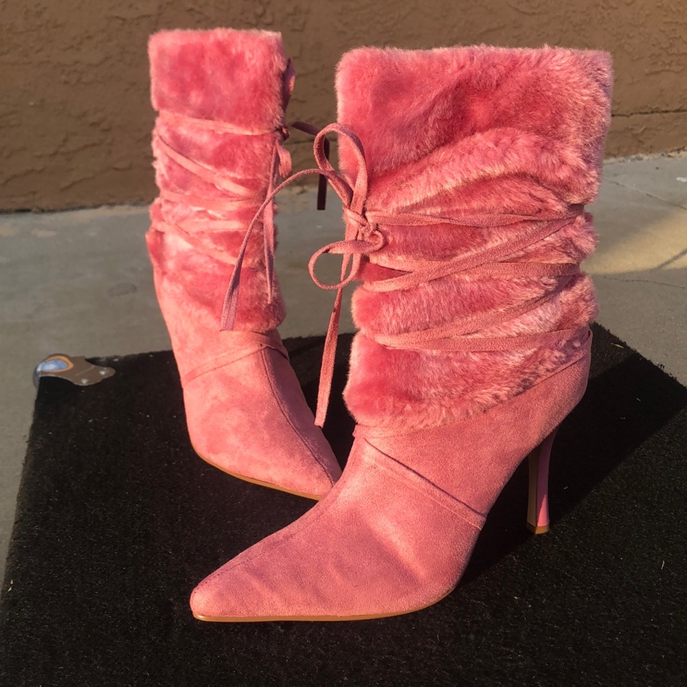 Fur Lace Up Boots